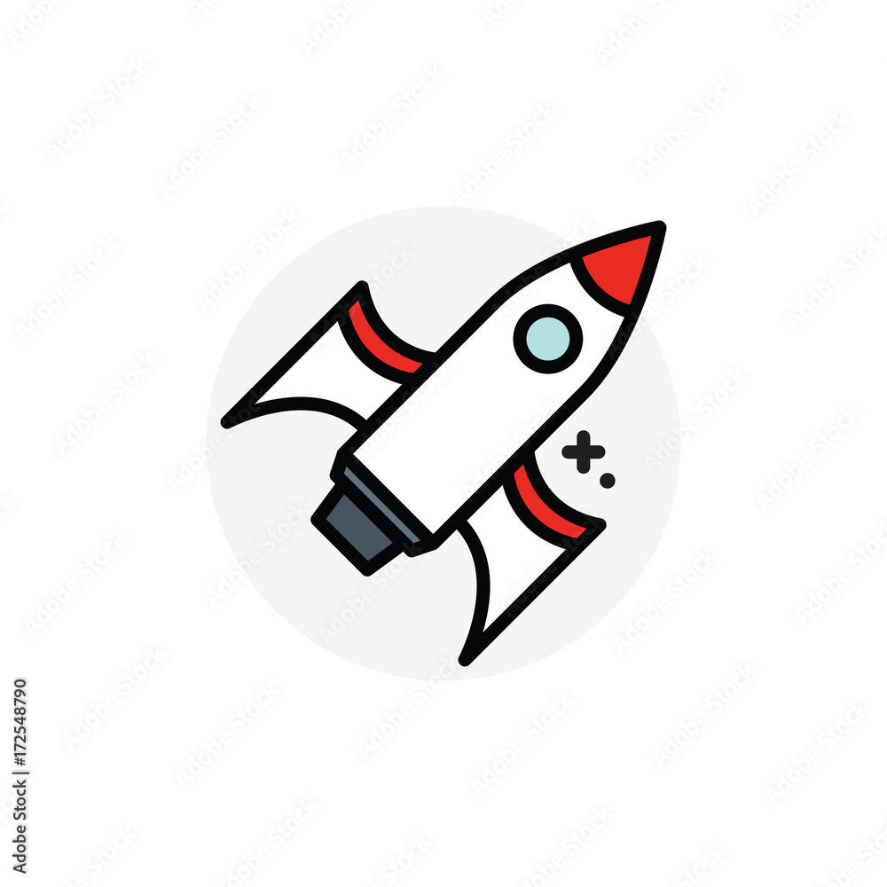 Fototapeta premium Rocket concept Isolated Line Vector Illustration editable Icon