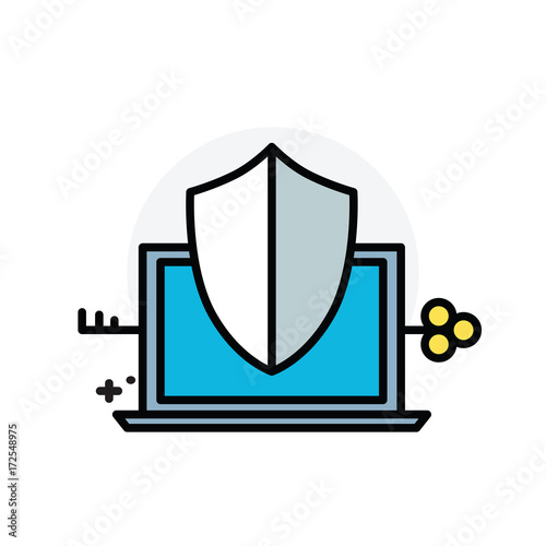 Business Computer protection concept Isolated Line Vector Illustration editable Icon