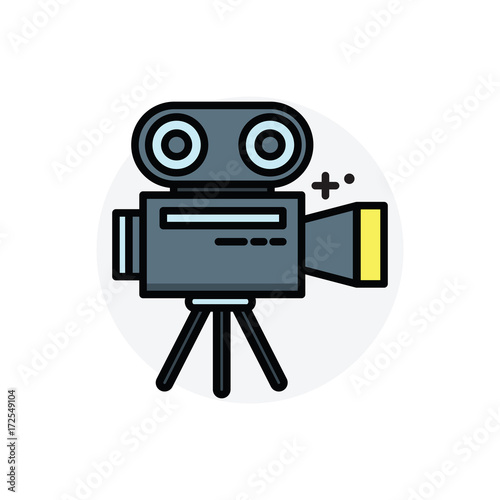 Movie camera concept Isolated Line Vector Illustration editable Icon