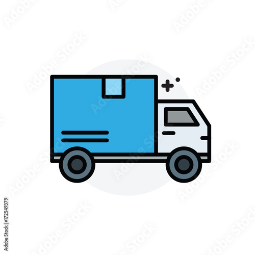 Truck delivery concept Isolated Line Vector Illustration editable Icon
