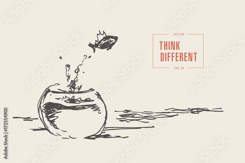 Think different concept fish jumping vector
