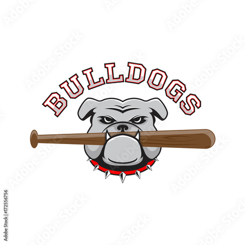 Logo bulldog with a baseball bat in the teeth