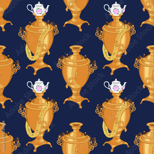 Seamless pattern with samovar