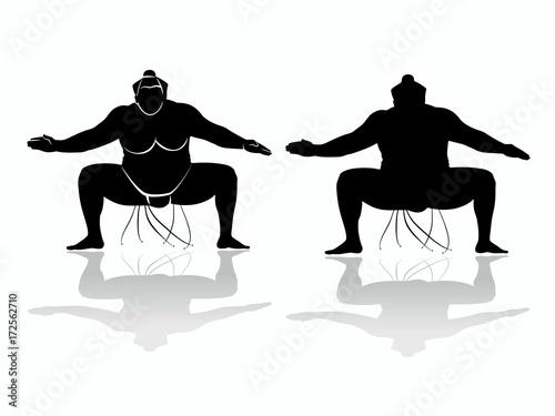 silhouette of sumo wrestler, vector draw