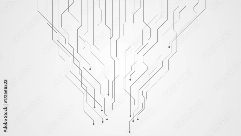 Abstract grey tech circuit board lines motion design. Video animation clip Ultra HD 4K 3840x2160