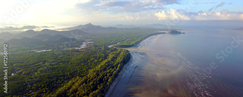 An unspoil beach of Pakmeng, Sikao District, Trang Province, Thailand. A natural beauty of crystal clear sea water, white sandy beach and distant islands located at Sounhern Thailand photo