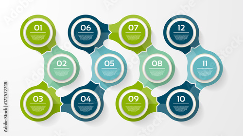 Vector circle infographic. Template for diagram, graph, presentation and chart. Business concept with 12 options, parts, steps or processes. Abstract background.