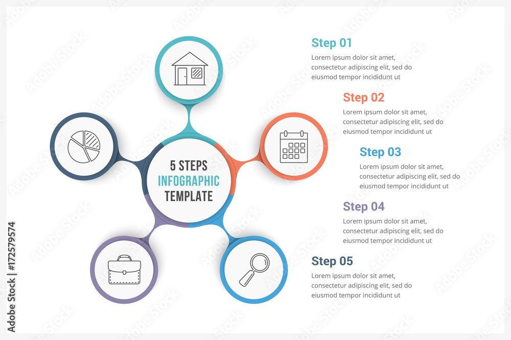 Obraz premium Circle Infographics Template with Five Elements