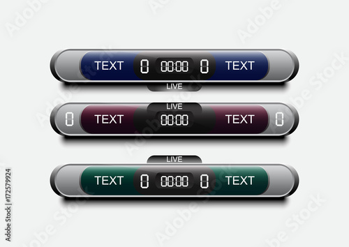 Competition scoreboard soccer design., Sport button element, Banners for football game, Vector photo