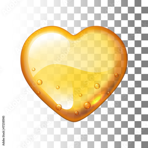 Vector honey heart on transparent background
