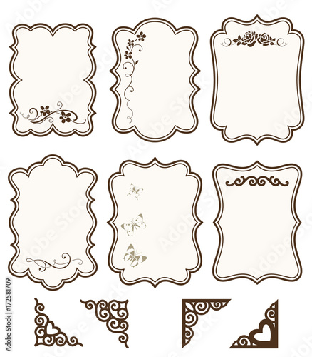 Vector collection of decorative scrapbook elements for your design. Vector floral silhouette