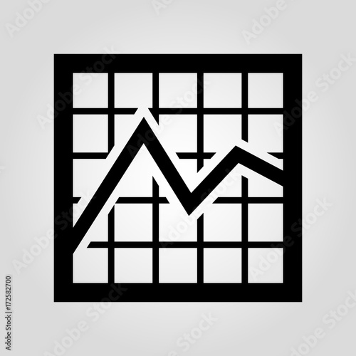Line chart and graph with grid lines or table bacground vector icon. Trend diagram with lines. Business analytics concept. Data and performance management symbol.