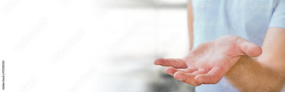 Panorama view of empty businessman hand Panorama view of empty businessman hand