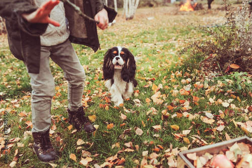 Wallpaper Mural happy child playing with leaves in autumn. Seasonal outdoor activities with kids. Lifestyle capture on the walk. Torontodigital.ca