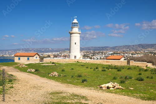 Murais de parede Lighthouse in Pathos, Cyprus island, Greece