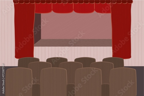 theater stage with red curtain