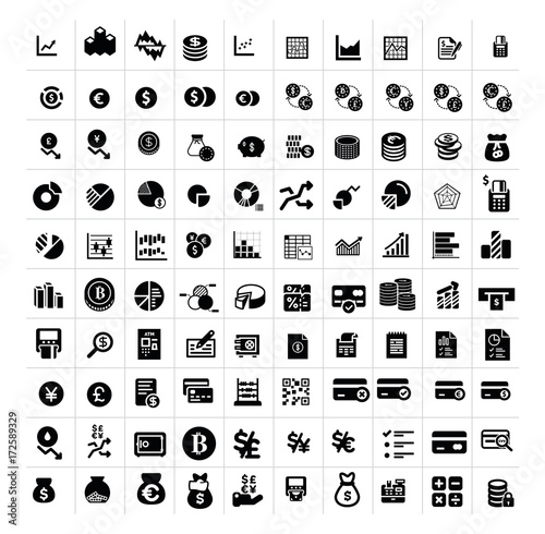 Financial business isolated flat vector icons