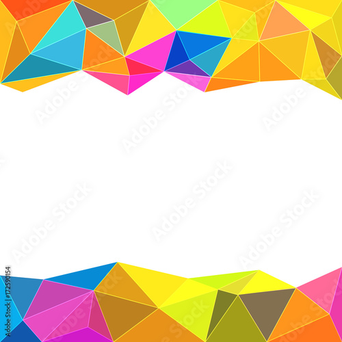 Abstract polygonal triangles background with place for text. Colorful vivid background of colored triangles with kaleidoscope effect
