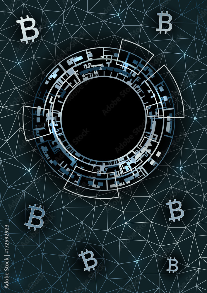 Vertical background with bitcoin symbols.