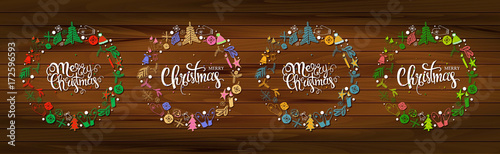 Set Christmas greeting cards