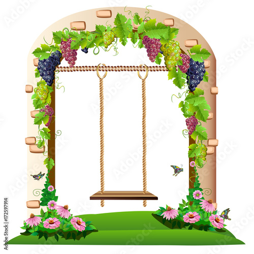  wooden swing in the garden