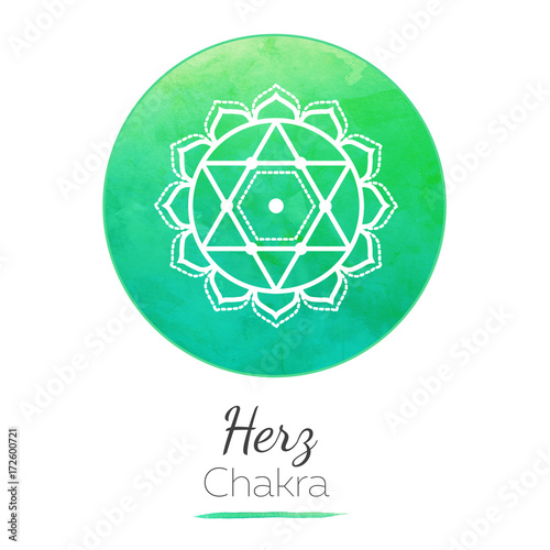Herz Chakra / Meditation / Yoga / Energiearbeit  - Wasserfarben Hintergrund photo