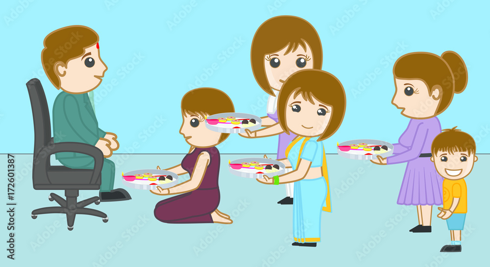 Celebrating Indian Festival Bhaiya Dooj � Cartoon Characters Stock Vector | Adobe Stock Celebrating Indian Festival Bhaiya Dooj � Cartoon Characters Stock Vector | Adobe Stock