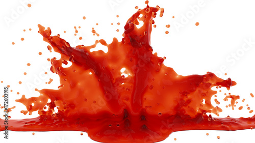 splash of reddish liquid