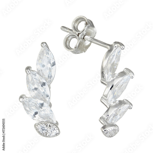 Sterling Silver Earrings isolated on white
