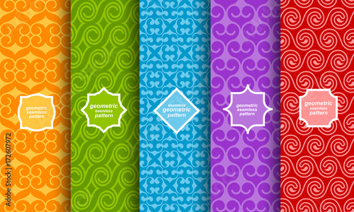 Set of different bright seamless patterns