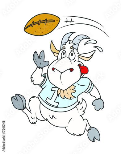 Cartoon Sheep Playing Rugby - clip-art vector illustration