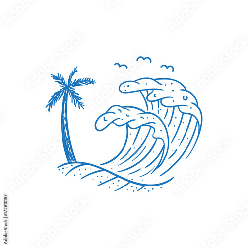 beach wave vector illustration