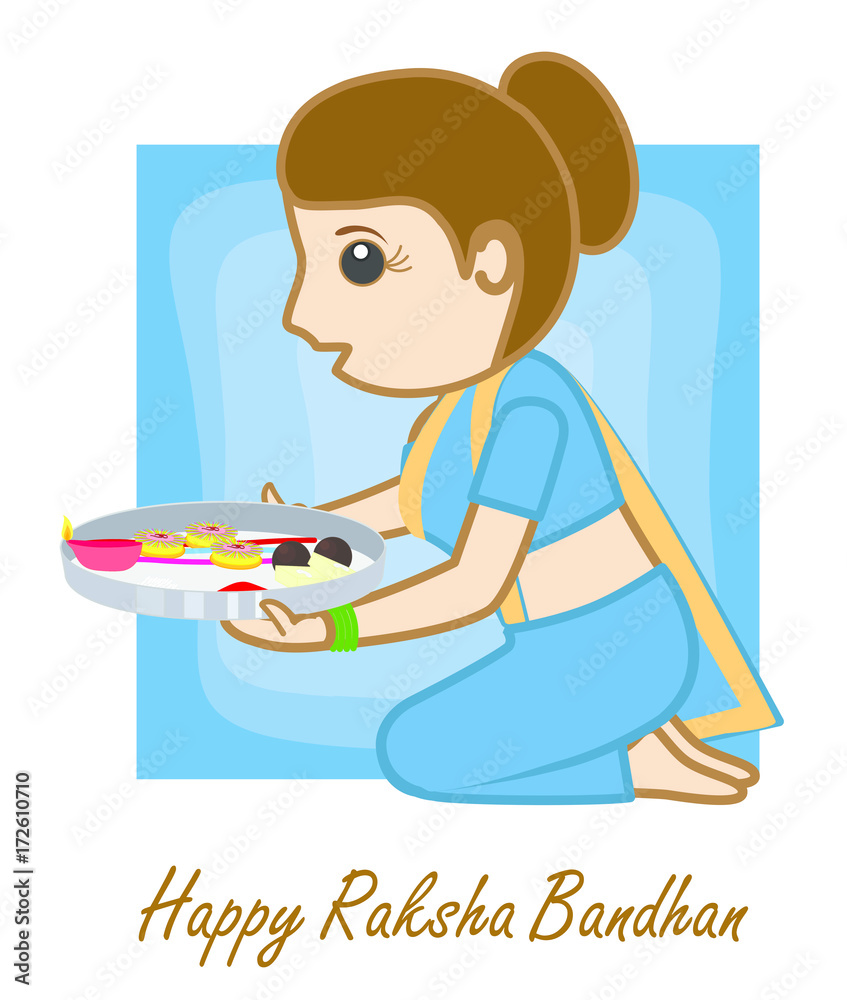 Happy Raksha Bandhan - Cartoon Woman Character Stock Vector | Adobe Stock