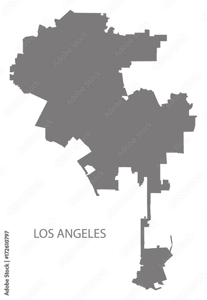 Obraz premium Los Angeles mapa miasta szary ilustracja kształt sylwetka