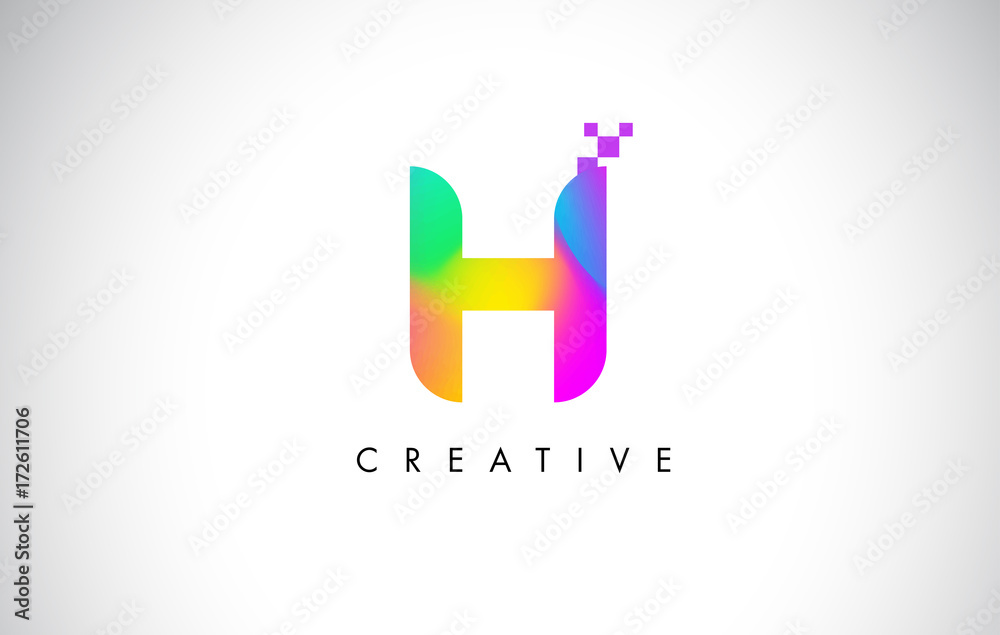 H Colorful Logo Letter Design Vector. Creative Rainbow Gradient Letter Icon