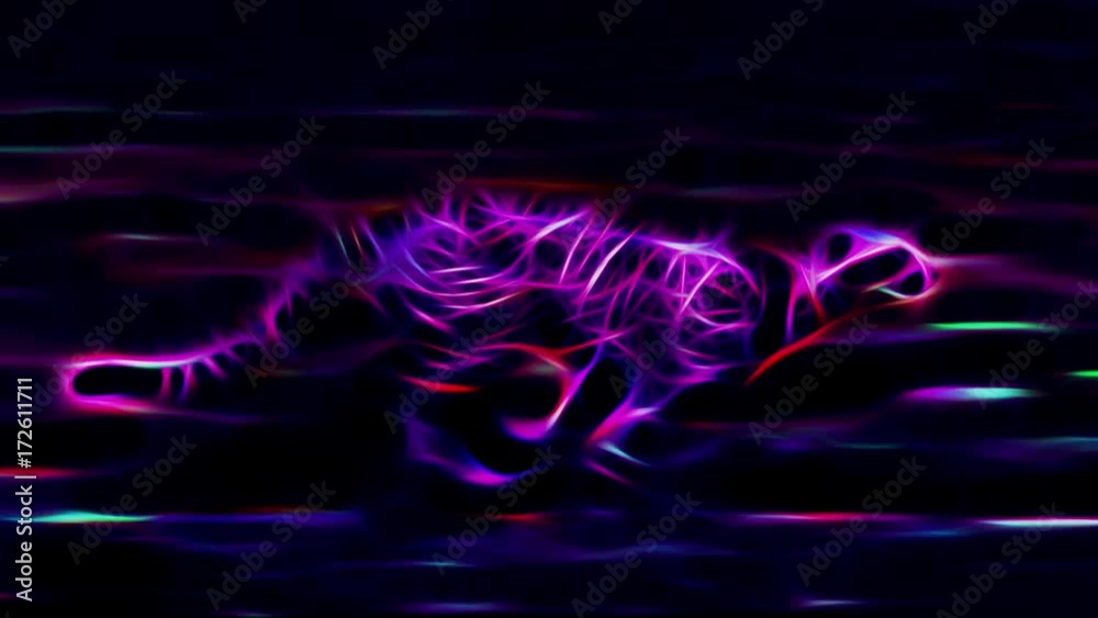 cheetah running through savannah neon glitter draw cartoon animation seamless endless loop new quality unique handmade dynamic joyful colorful video animal cat footage