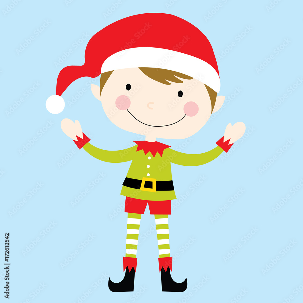 Flat illustration of happy elf celebrating christmas Flat illustration of happy elf celebrating christmas
