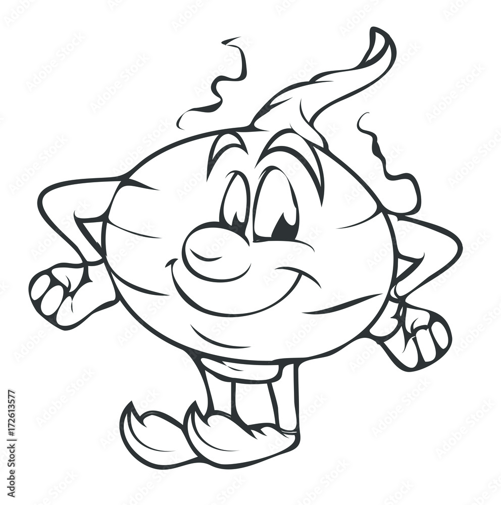Smiling Cartoon Onion Vector Drawing Smiling Cartoon Onion Vector Drawing