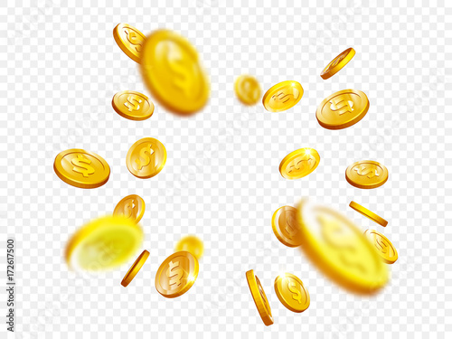 Gold coin splash bingo jackpot win casino poker coins vector 3D background photo