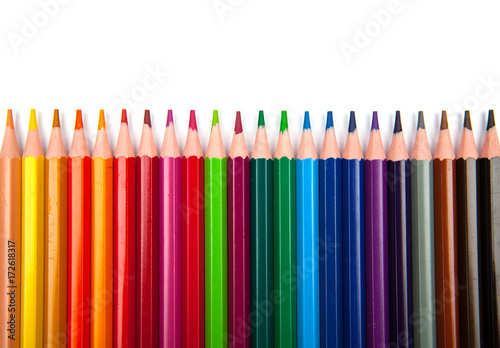 Color pencils isolated on white background .Close up.
