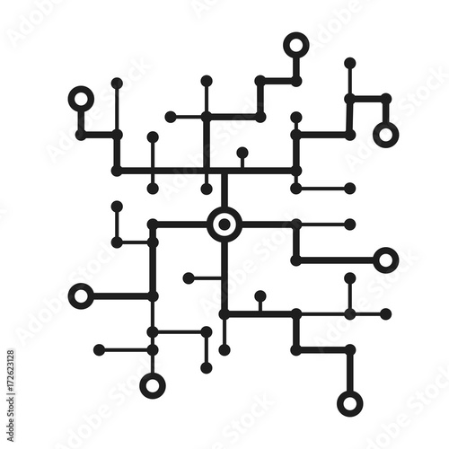 circuit path of many lines and circles