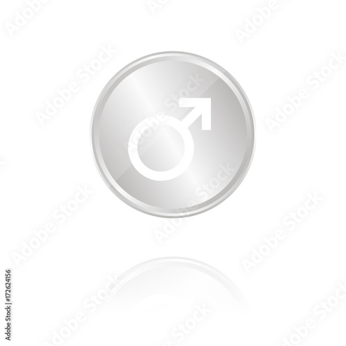 Mann-Symbol - Silber Münze mit Reflektion