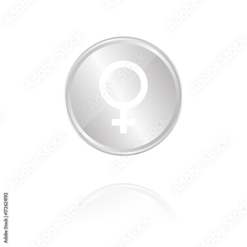 Frau-Symbol - Silber Münze mit Reflektion