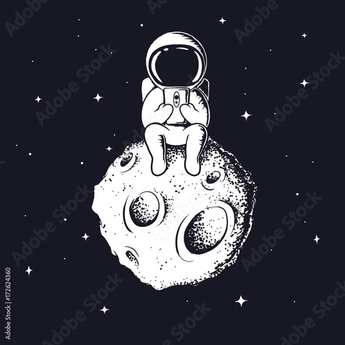 astronaut keeps smartphon