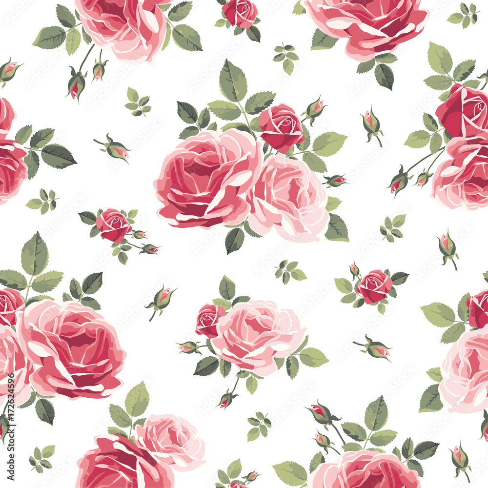 Seamless pattern with roses. Vintage floral background. Vector illustration