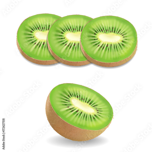 Kiwi fruit realistic on white background