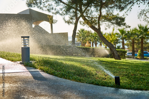 Garden automatic irrigation system. Smarter lawn sprinkler system