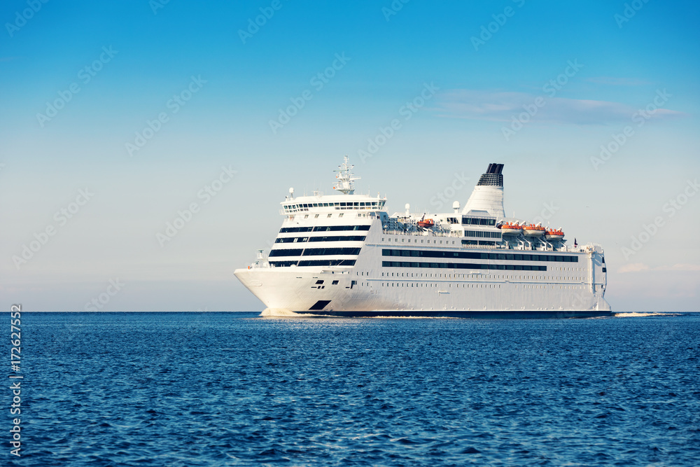 cruise ship in the sea on sunny morning