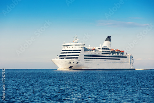 cruise ship in the sea on sunny morning