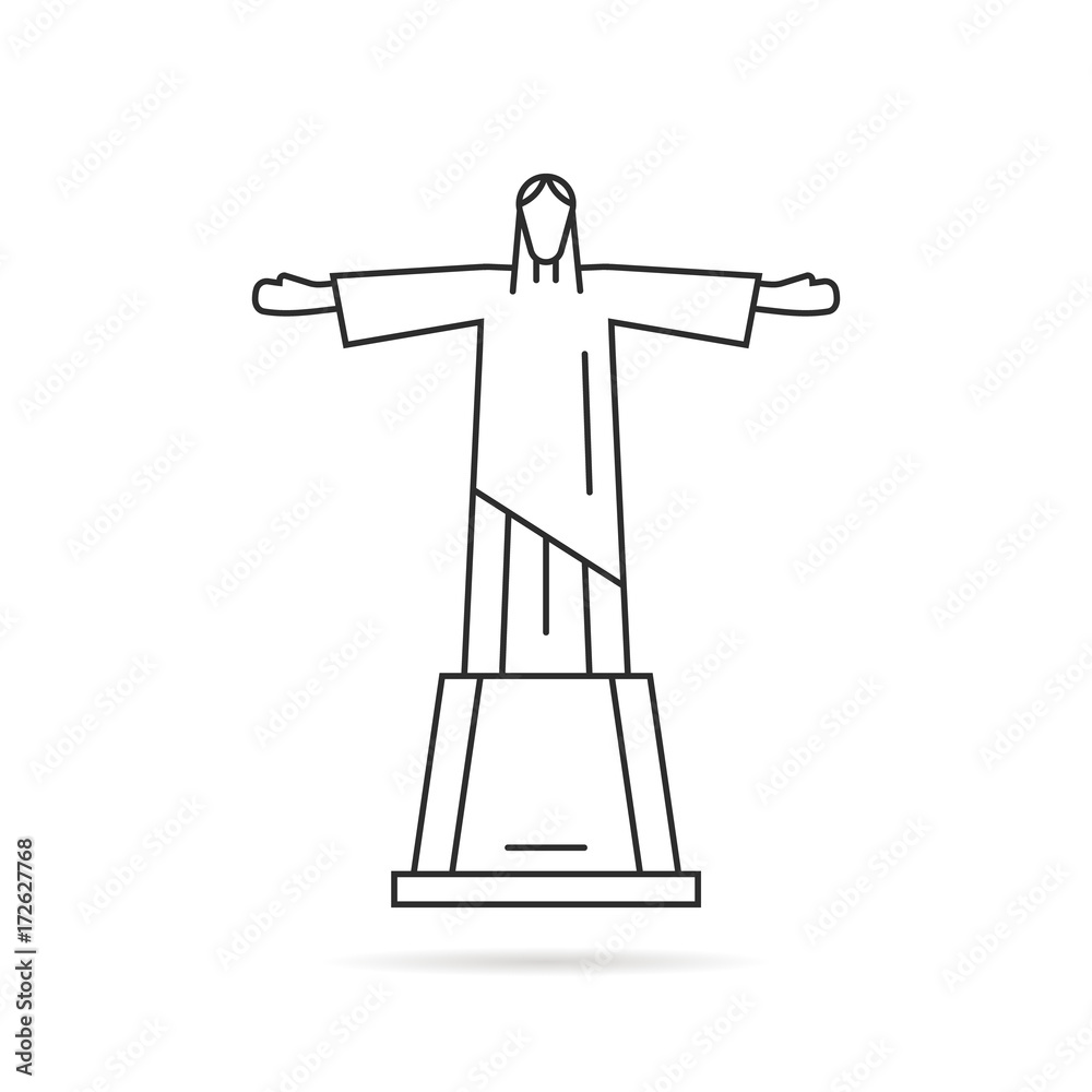 simple thin line statue of christ the redeemer logo Stock Vector ...